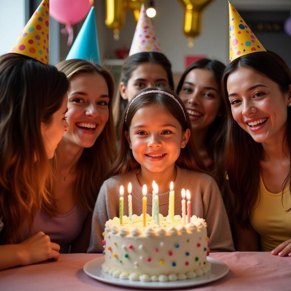 Amiche festeggiano il compleanno con una torta