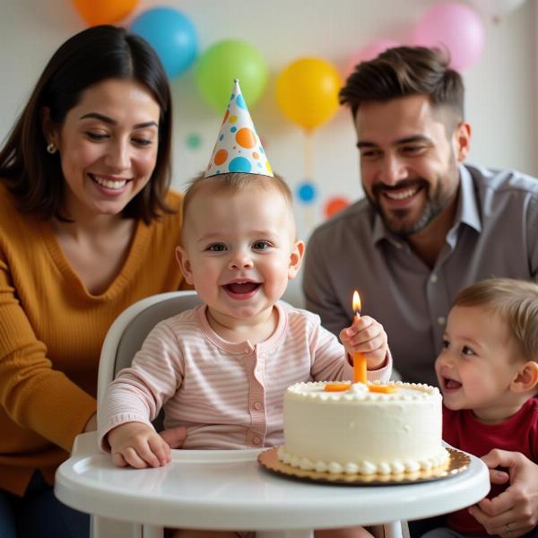 Festa di primo compleanno in famiglia