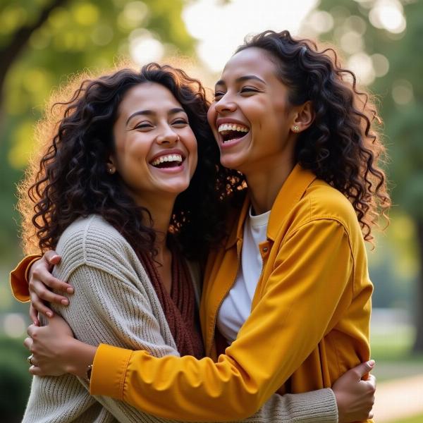 Amiche speciali che si abbracciano