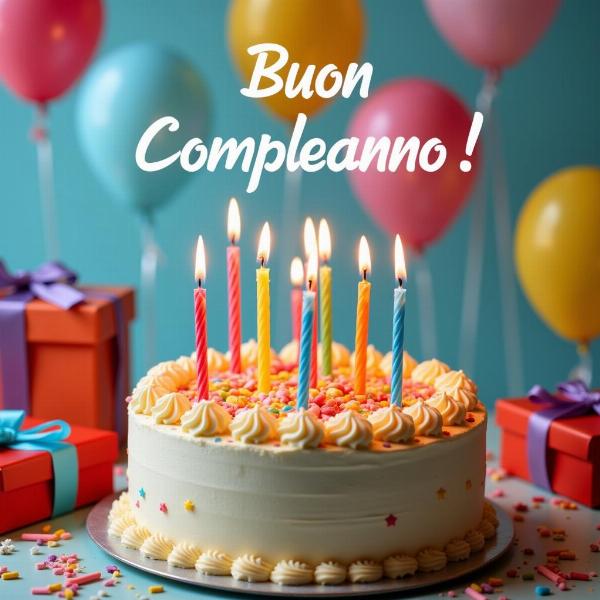 Frasi di auguri di compleanno per bambini con torta e candeline