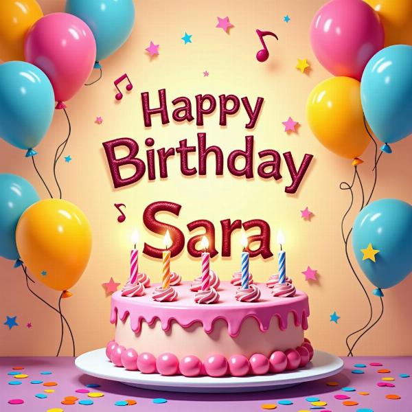 GIF animata musicale buon compleanno Sara