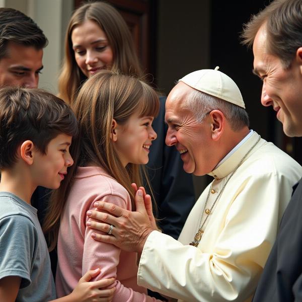 Giovanni Paolo II con una famiglia