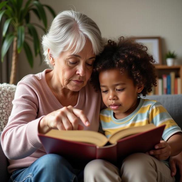 Nonna e nipote leggono un libro insieme