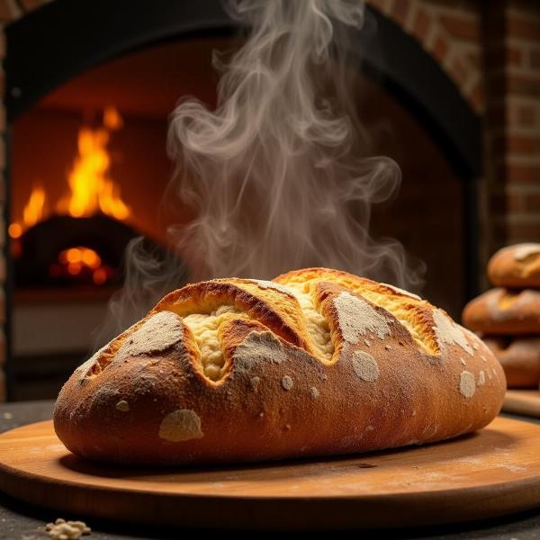 Pane fresco appena sfornato in un forno italiano