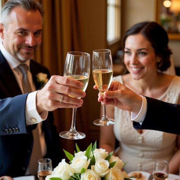 Promessa matrimonio genitori: Brindisi con i genitori per celebrare la promessa di matrimonio.