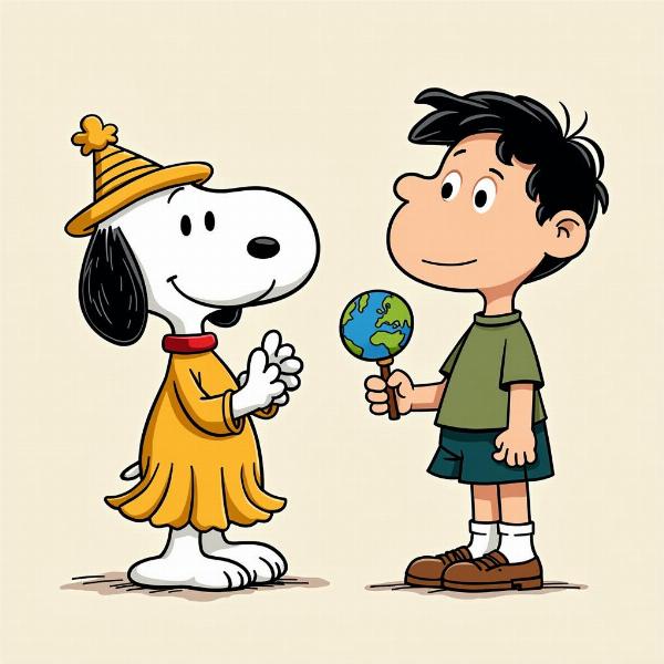 Snoopy e Mafalda si scambiano gli auguri di Capodanno