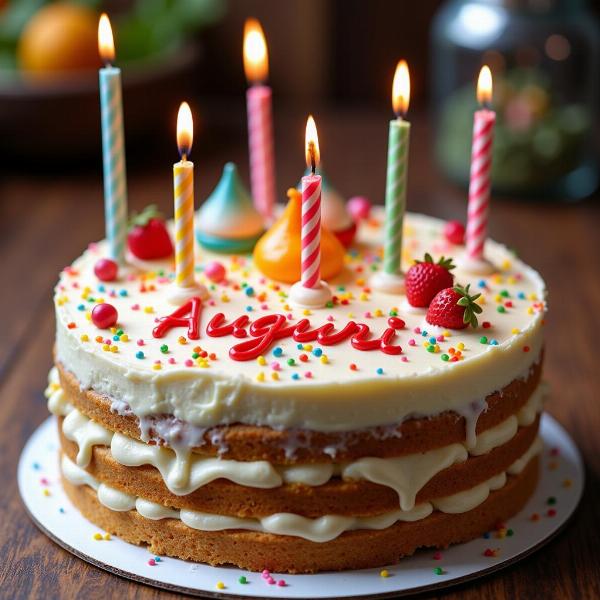 Torta di compleanno decorata con scritta "Auguri"