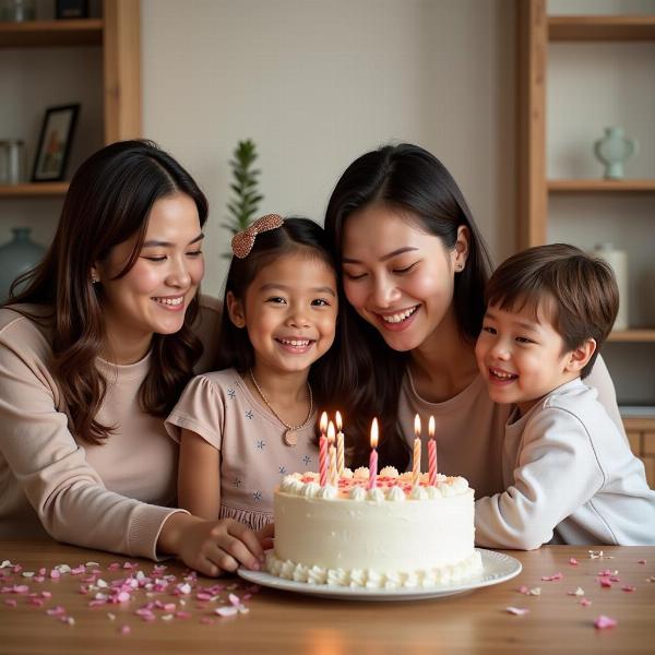 Famiglia che celebra un momento speciale insieme